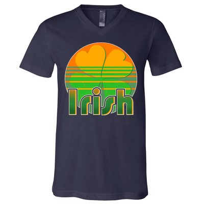 Retro Irish Shamrock Emblem V-Neck T-Shirt