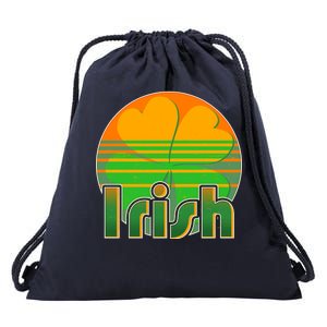 Retro Irish Shamrock Emblem Drawstring Bag