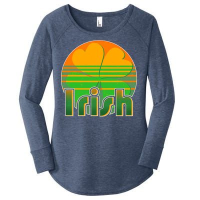 Retro Irish Shamrock Emblem Women's Perfect Tri Tunic Long Sleeve Shirt