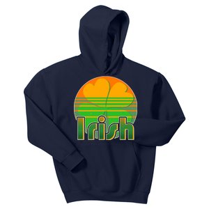 Retro Irish Shamrock Emblem Kids Hoodie