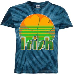 Retro Irish Shamrock Emblem Kids Tie-Dye T-Shirt