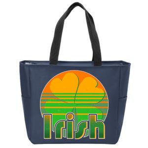 Retro Irish Shamrock Emblem Zip Tote Bag