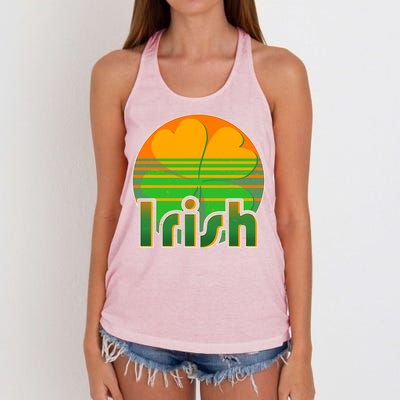 Retro Irish Shamrock Emblem Women's Knotted Racerback Tank