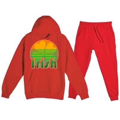 Retro Irish Shamrock Emblem Premium Hooded Sweatsuit Set