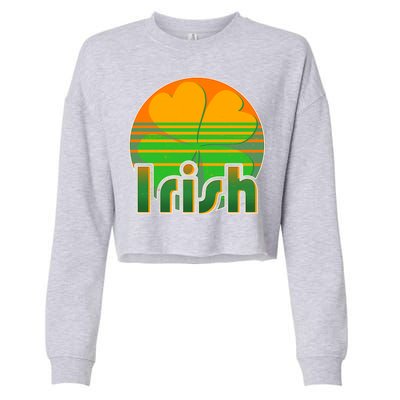 Retro Irish Shamrock Emblem Cropped Pullover Crew