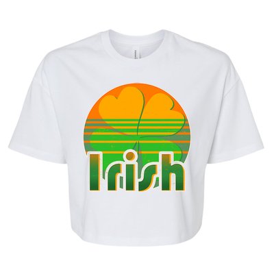 Retro Irish Shamrock Emblem Bella+Canvas Jersey Crop Tee