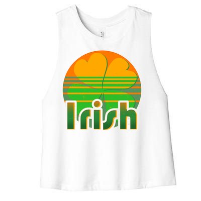 Retro Irish Shamrock Emblem Women's Racerback Cropped Tank