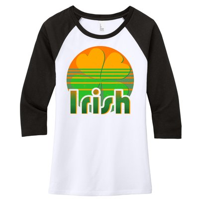 Retro Irish Shamrock Emblem Women's Tri-Blend 3/4-Sleeve Raglan Shirt