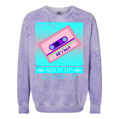 Retro Japanese Vaporwave Mix Tape Colorblast Crewneck Sweatshirt