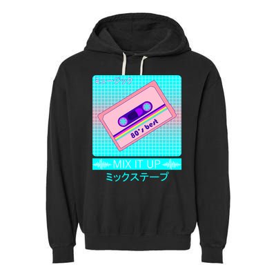 Retro Japanese Vaporwave Mix Tape Garment-Dyed Fleece Hoodie