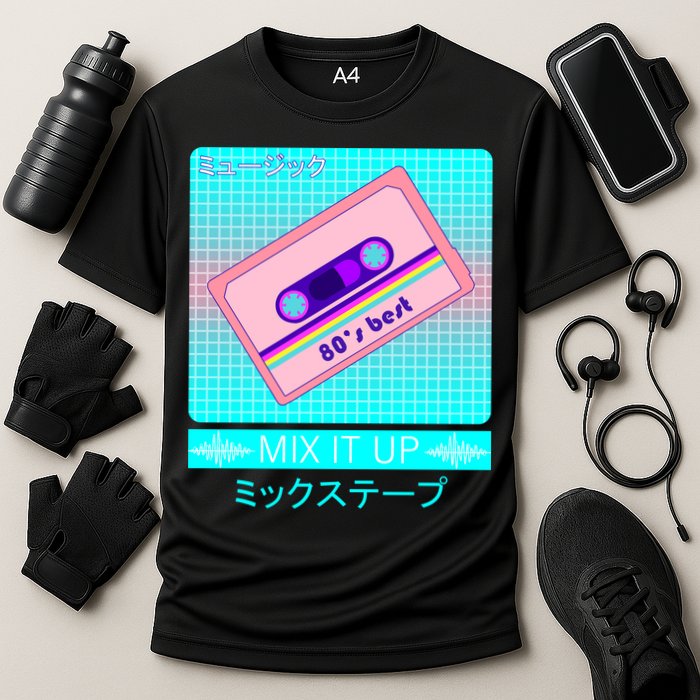 Retro Japanese Vaporwave Mix Tape Cooling Performance Crew T-Shirt
