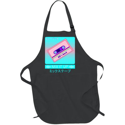 Retro Japanese Vaporwave Mix Tape Full-Length Apron With Pockets