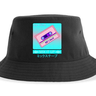 Retro Japanese Vaporwave Mix Tape Sustainable Bucket Hat