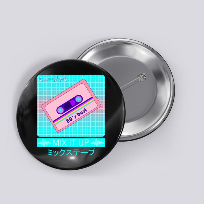 Retro Japanese Vaporwave Mix Tape Button