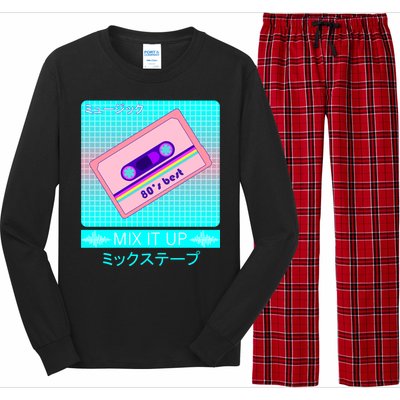 Retro Japanese Vaporwave Mix Tape Long Sleeve Pajama Set