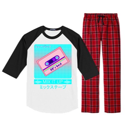 Retro Japanese Vaporwave Mix Tape Raglan Sleeve Pajama Set