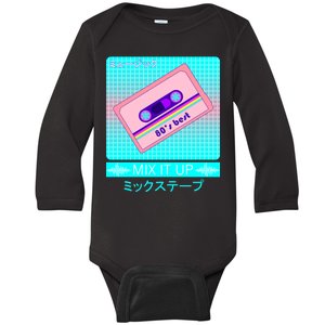 Retro Japanese Vaporwave Mix Tape Baby Long Sleeve Bodysuit