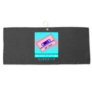 Retro Japanese Vaporwave Mix Tape Large Microfiber Waffle Golf Towel