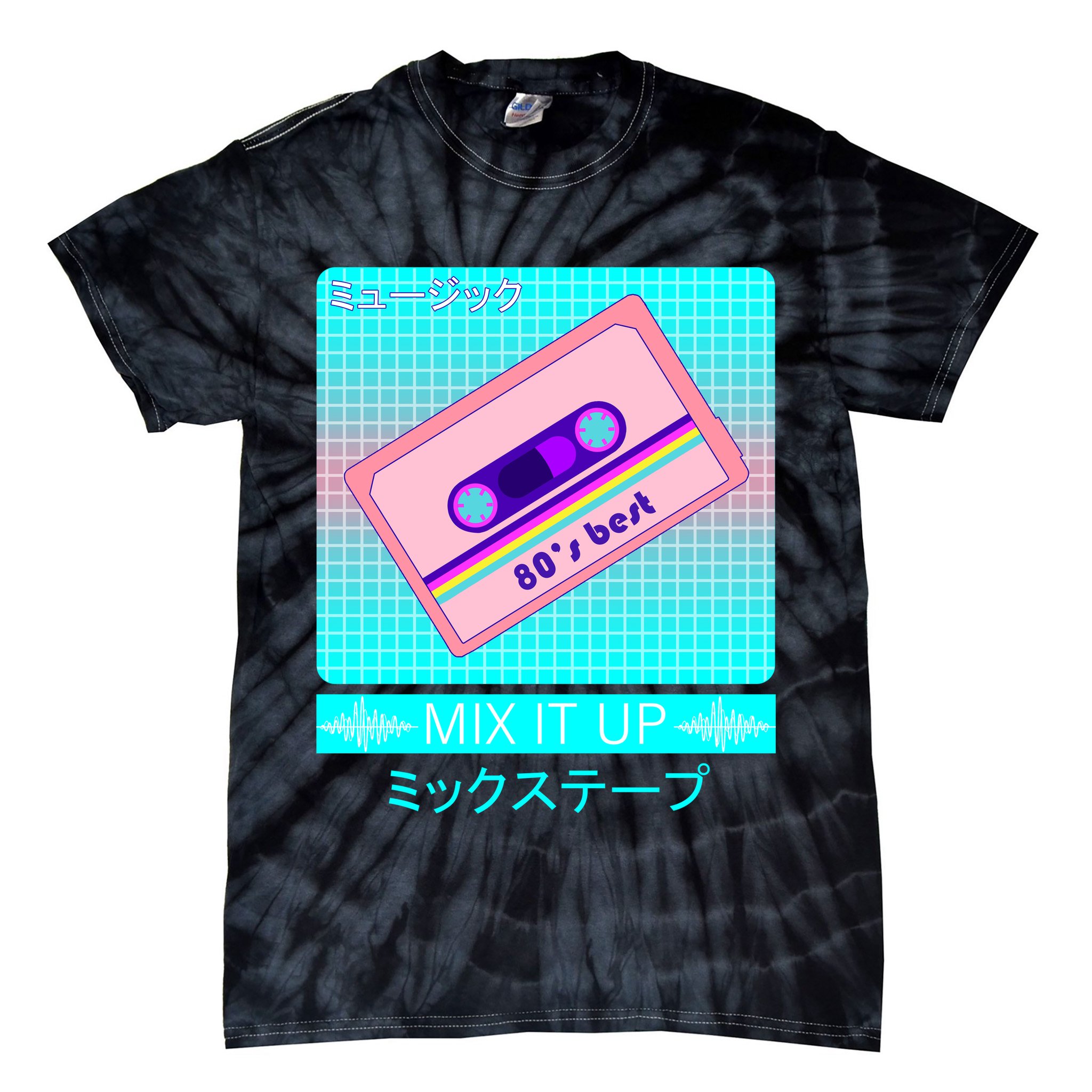 Retro Japanese Vaporwave Mix Tape Tie-Dye T-Shirt