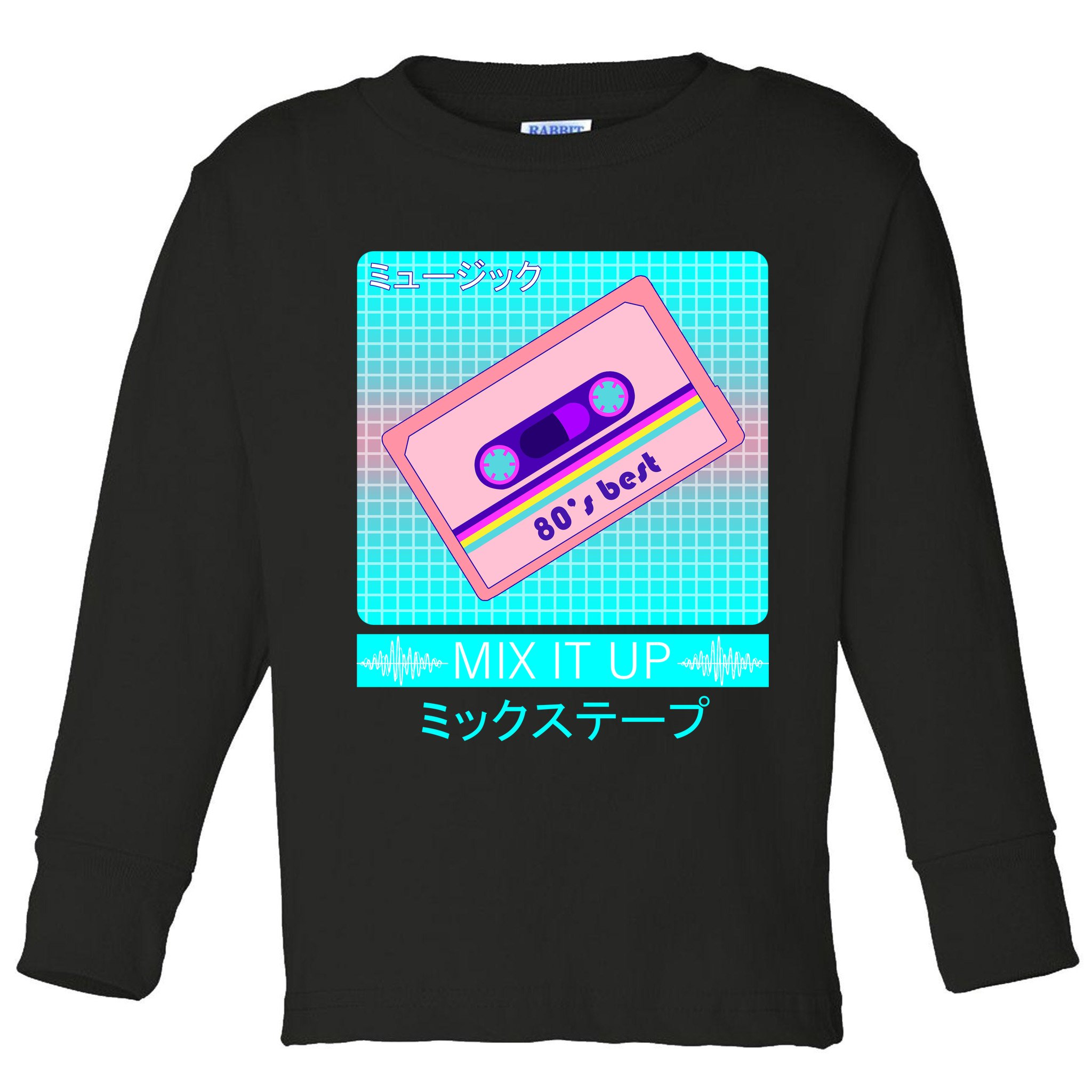 Retro Japanese Vaporwave Mix Tape Toddler Long Sleeve Shirt