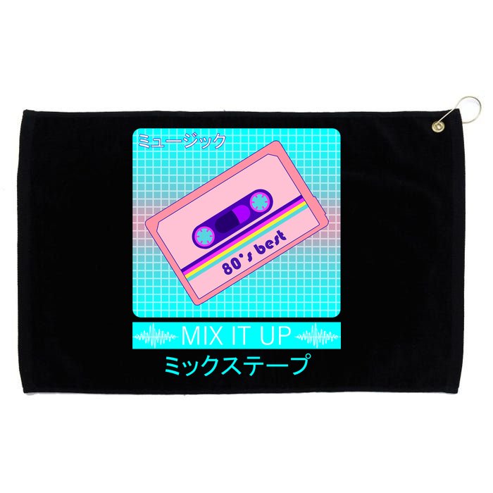 Retro Japanese Vaporwave Mix Tape Grommeted Golf Towel