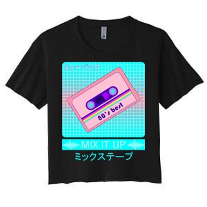 Retro Japanese Vaporwave Mix Tape Women's Crop Top Tee