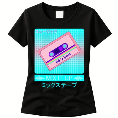 Retro Japanese Vaporwave Mix Tape Womens T-Shirt