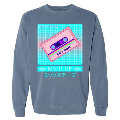 Retro Japanese Vaporwave Mix Tape Garment-Dyed Sweatshirt