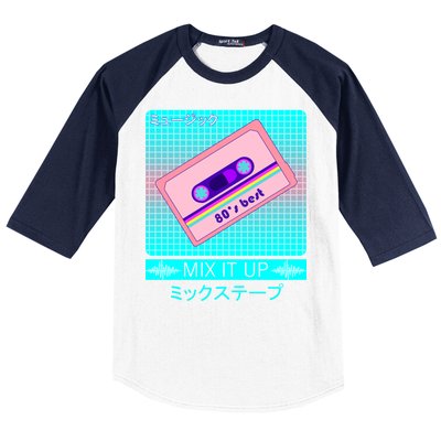 Retro Japanese Vaporwave Mix Tape Baseball Sleeve Shirt