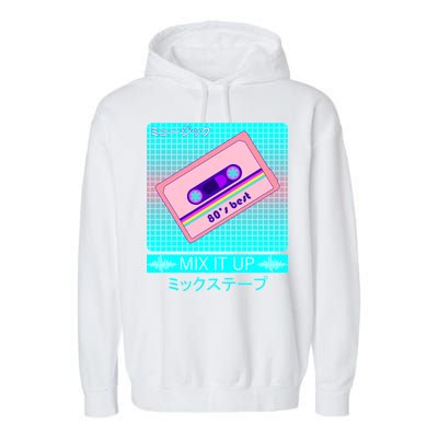 Retro Japanese Vaporwave Mix Tape Garment-Dyed Fleece Hoodie