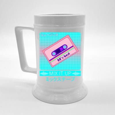 Retro Japanese Vaporwave Mix Tape Beer Stein