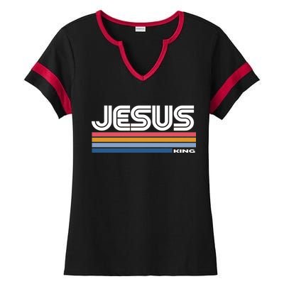 Retro Jesus King Ladies Halftime Notch Neck Tee