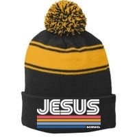 Retro Jesus King Stripe Pom Pom Beanie