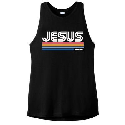 Retro Jesus King Ladies PosiCharge Tri-Blend Wicking Tank