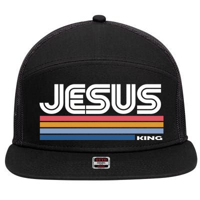 Retro Jesus King 7 Panel Mesh Trucker Snapback Hat