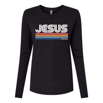 Retro Jesus King Womens Cotton Relaxed Long Sleeve T-Shirt