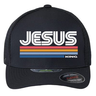 Retro Jesus King Flexfit Unipanel Trucker Cap