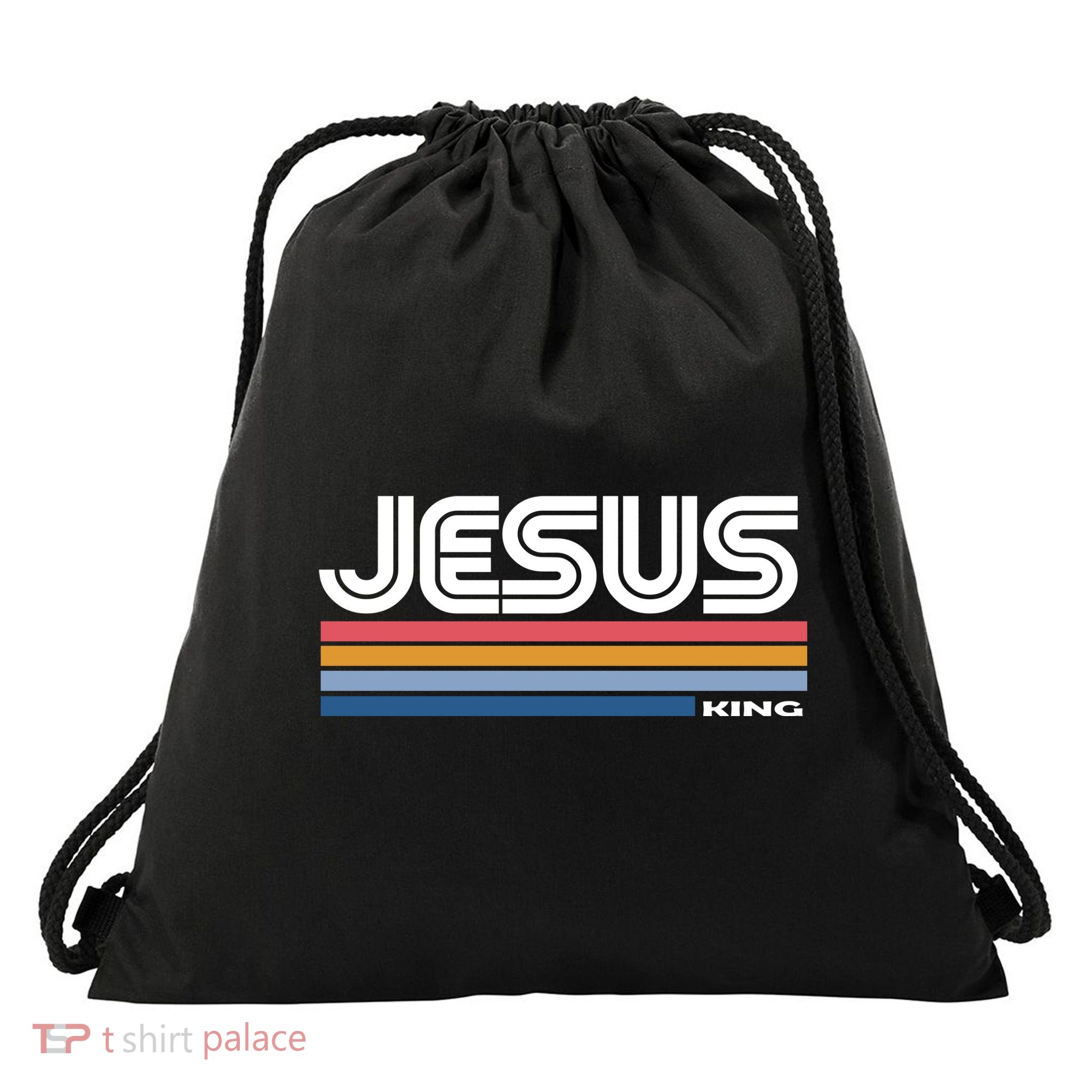 Retro Jesus King Drawstring Bag