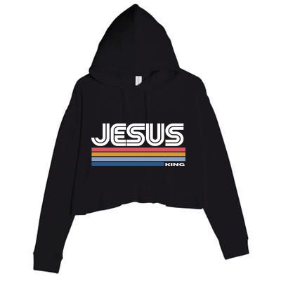 Retro Jesus King Crop Fleece Hoodie