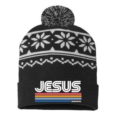 Retro Jesus King USA-Made Snowflake Beanie