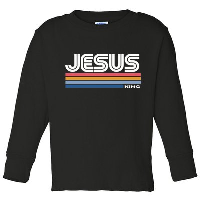 Retro Jesus King Toddler Long Sleeve Shirt