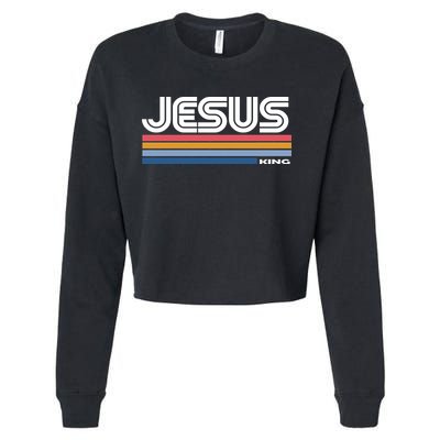 Retro Jesus King Cropped Pullover Crew
