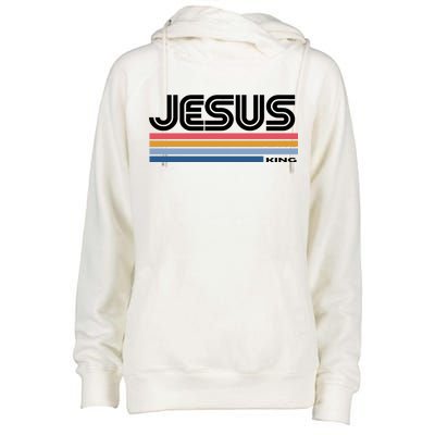 Retro Jesus King Womens Funnel Neck Pullover Hood