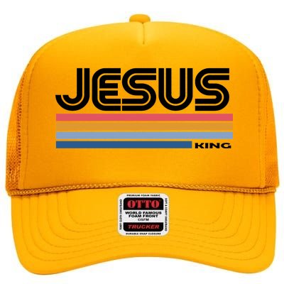 Retro Jesus King High Crown Mesh Back Trucker Hat