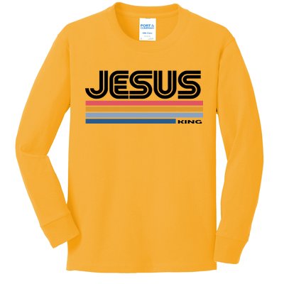 Retro Jesus King Kids Long Sleeve Shirt