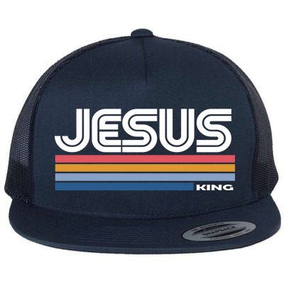 Retro Jesus King Flat Bill Trucker Hat