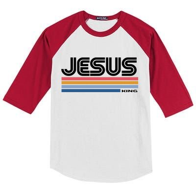 Retro Jesus King Kids Colorblock Raglan Jersey