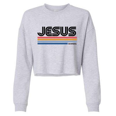 Retro Jesus King Cropped Pullover Crew