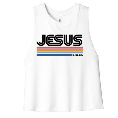 Retro Jesus King Women's Racerback Cropped Tank