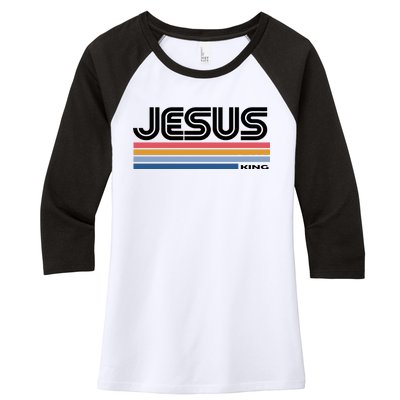 Retro Jesus King Women's Tri-Blend 3/4-Sleeve Raglan Shirt